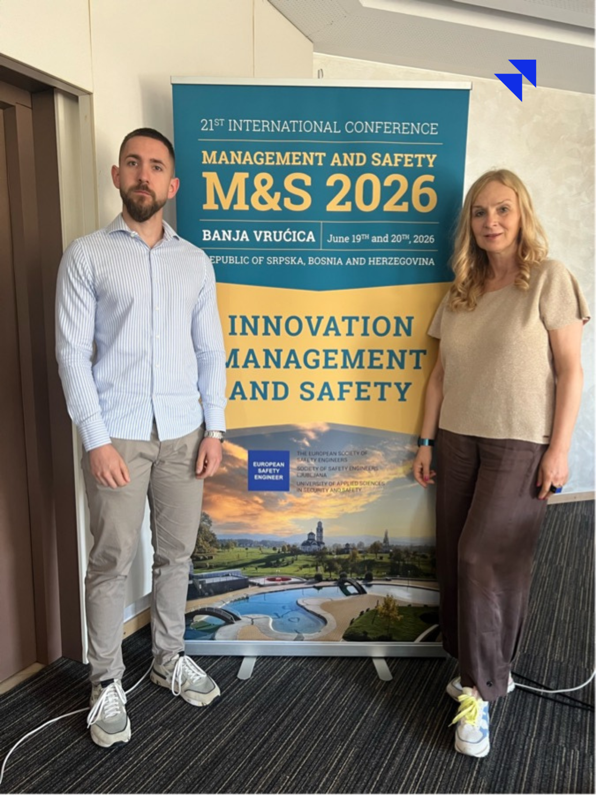 Researchers presenting a paper on AI risk management and information security at the M&S 2026 Conference in Bosnia and Herzegovina